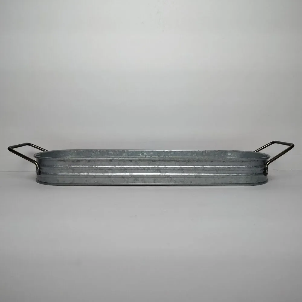 Better Homes And Gardens Galvanized Oval Farmhouse Metal Planter Tub Tray